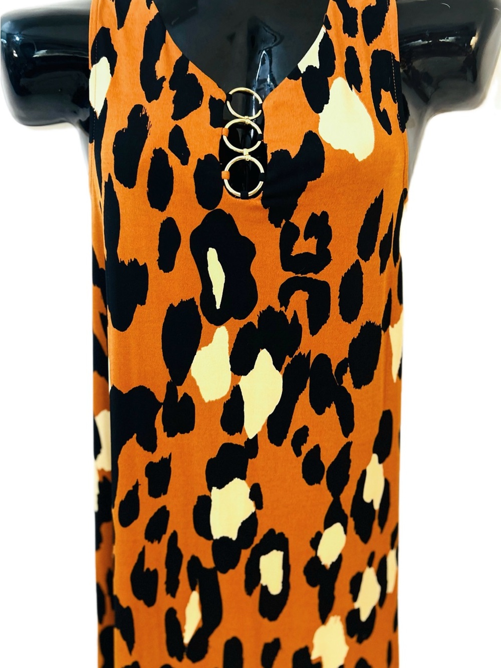 MSK Orange, Black & Cream Animal Print Sleeveless Top with Ring Detail - Picture 6 of 14